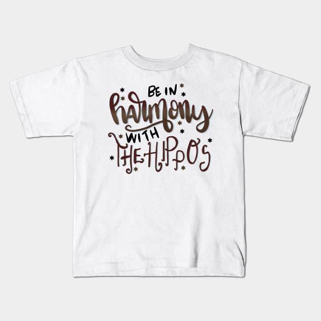 Be in Harmony With the Hippos Zoo Kids T-Shirt by PhantomDesign